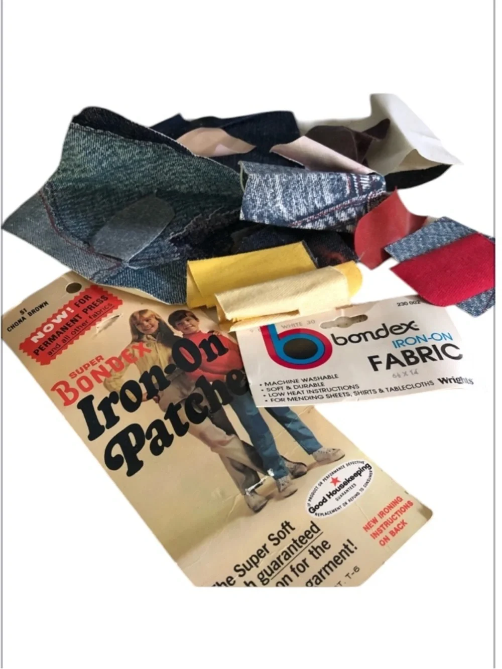Vintage Iron-On Fabric Patches Assortment